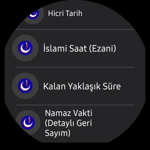 Komplikasyon seçimi — hicri tarih ve ezanî saat
