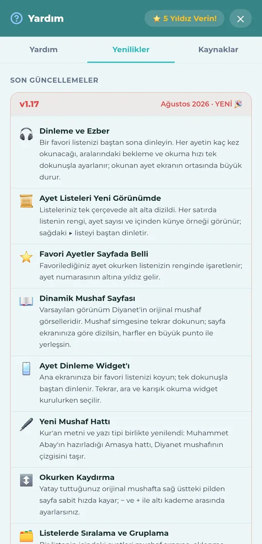 Yenilikler sekmesi